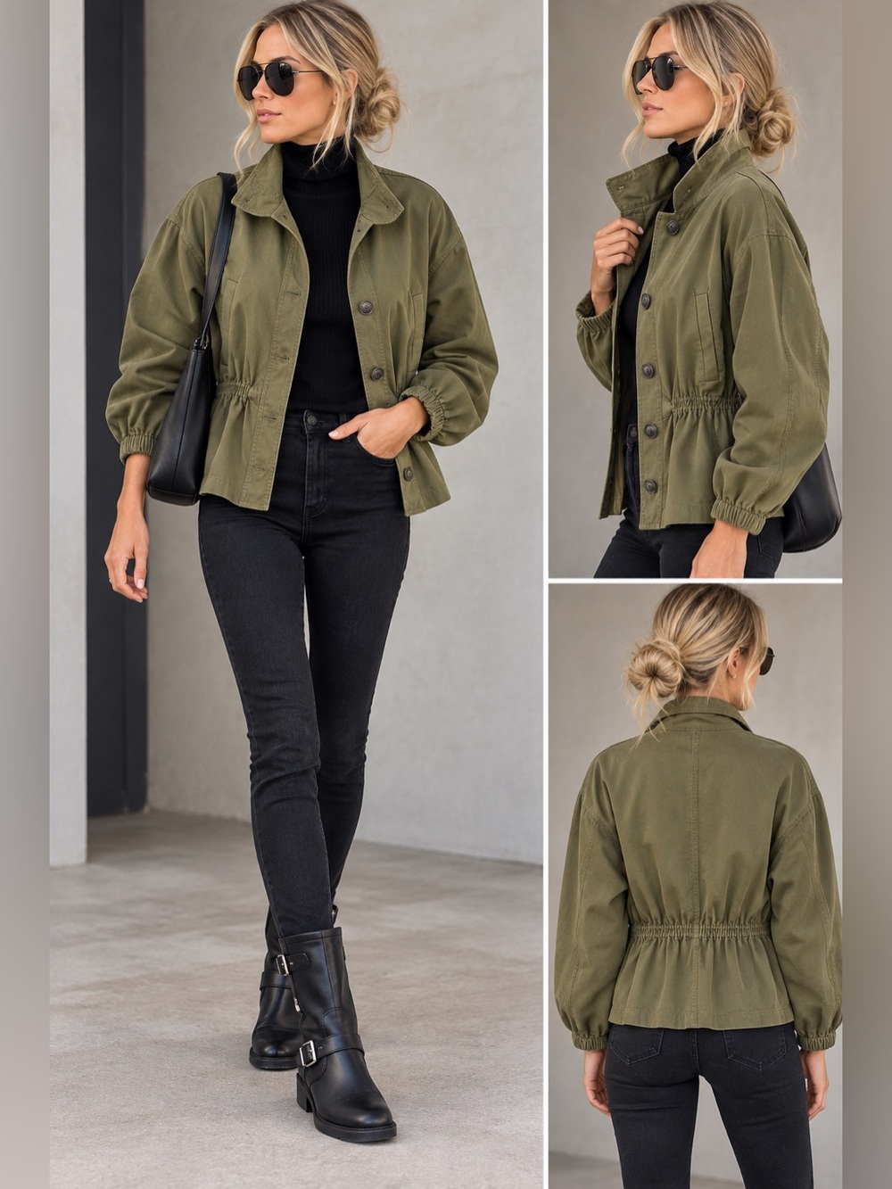 Madewell Highbury Military Jacket Kale Green Size S Oversized